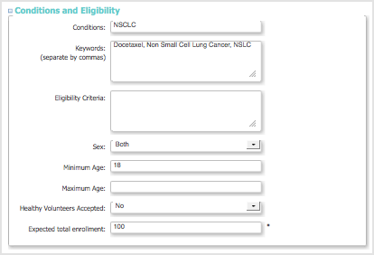 Conditions and Eligibility Section