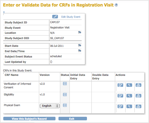 Enter or Validate Data for CRF