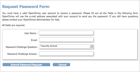 Request password page