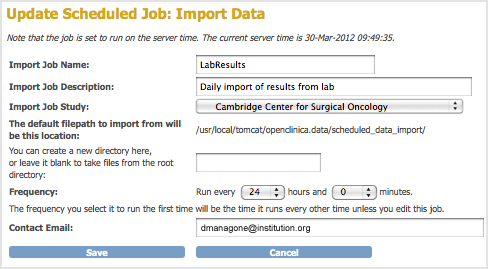 Update Scheduled Job: Import Data