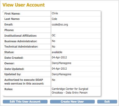 View User Account from Administration
