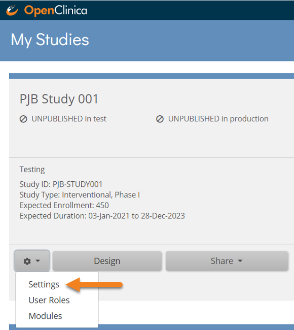 Create a Study - OpenClinica Reference Guide